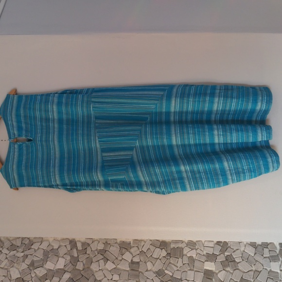 For Cynthia Dress Women's 3X Blue Linen Blend Sleevless Summer Maxi Pockets - Picture 5 of 10